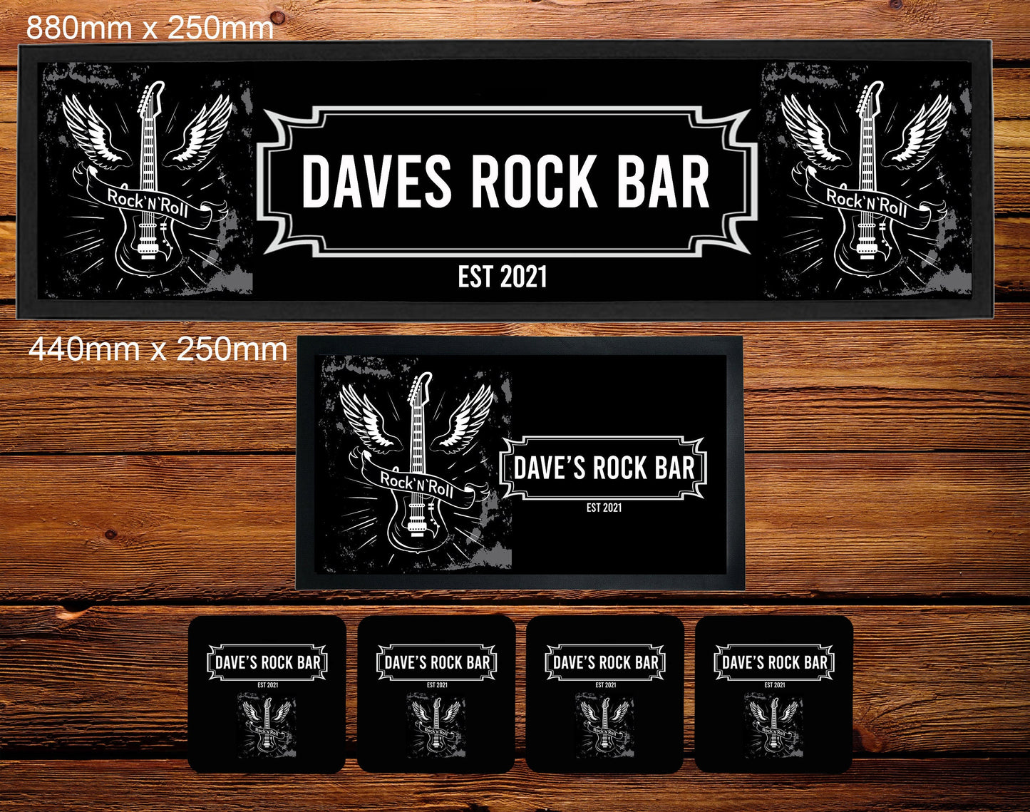 Personalised Rock n Roll Name Bar Runner Mat