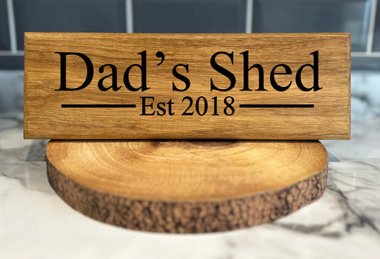 Premium French Oak Personalised Wood Carved Dad's Shed Sign