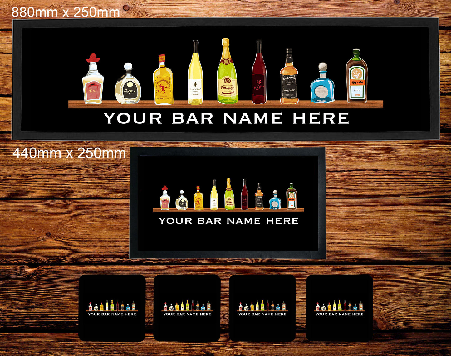 Personalised Bar Runner Mat, Drinks Shelf Design