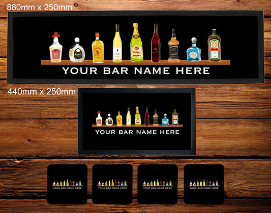 Personalised Bar Runner Mat, Drinks Shelf Design