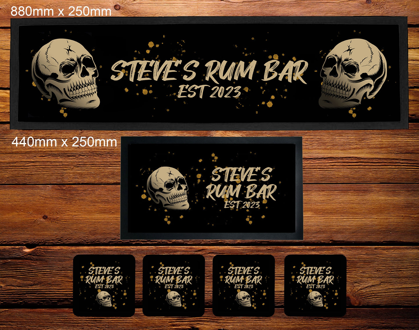 Personalised Rum Skull Bar Runner Mat