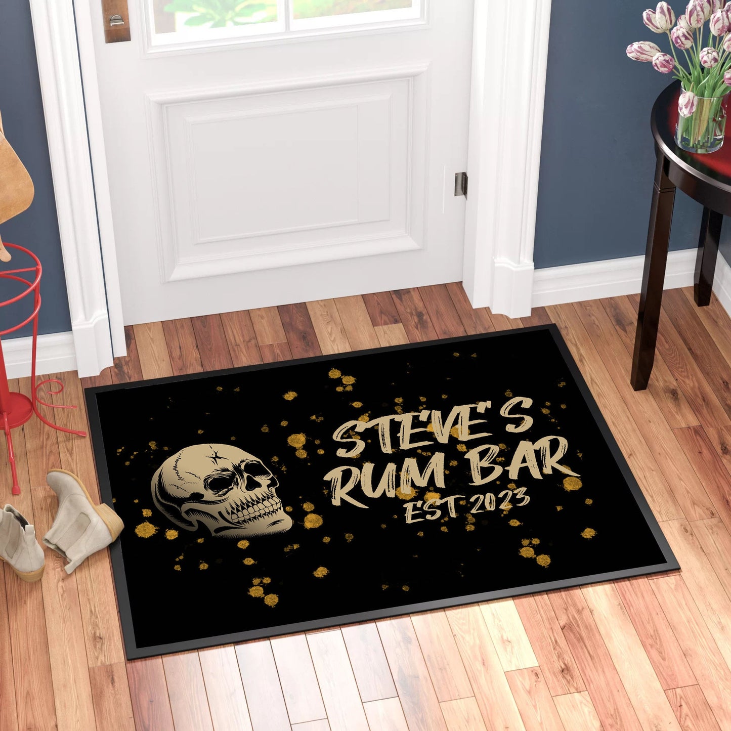 Personalised Rum Skull Bar Runner Mat