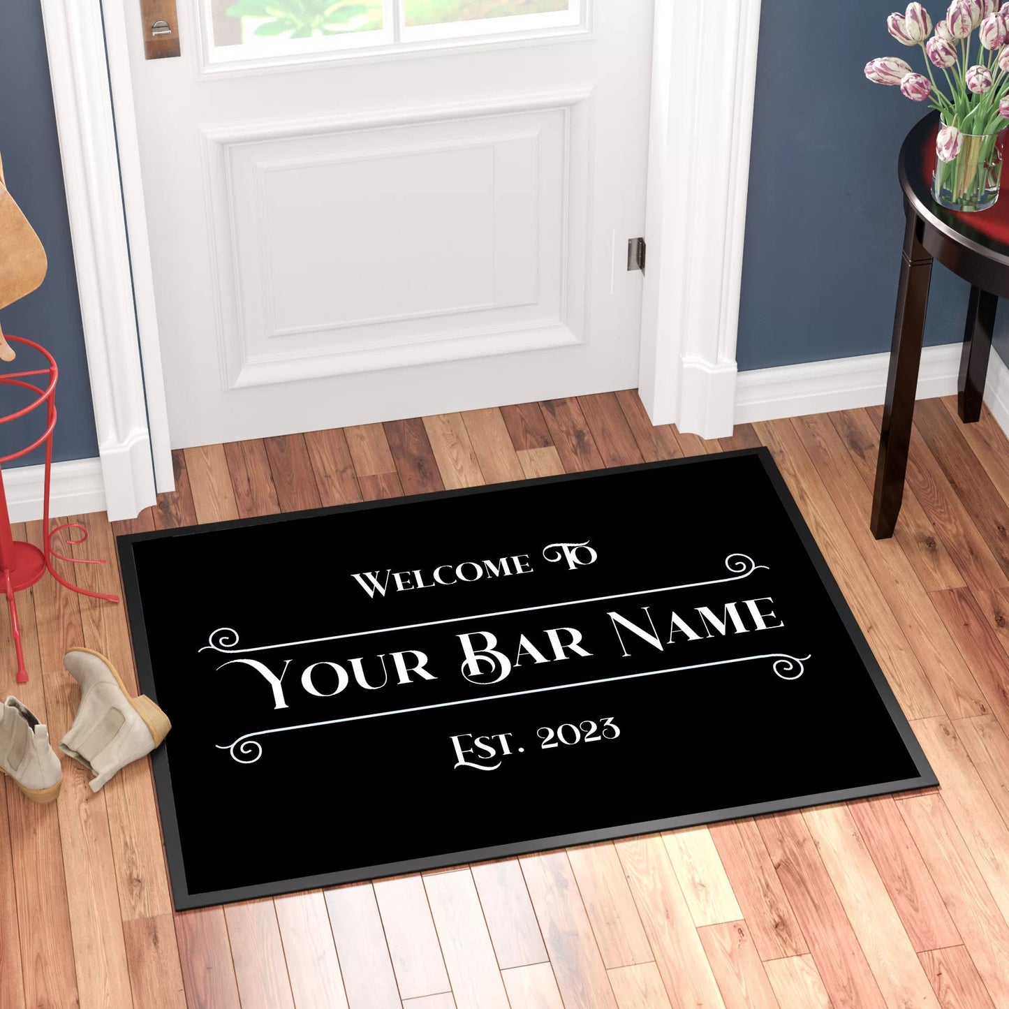 Personalised Scroll Design Bar Runner Mat