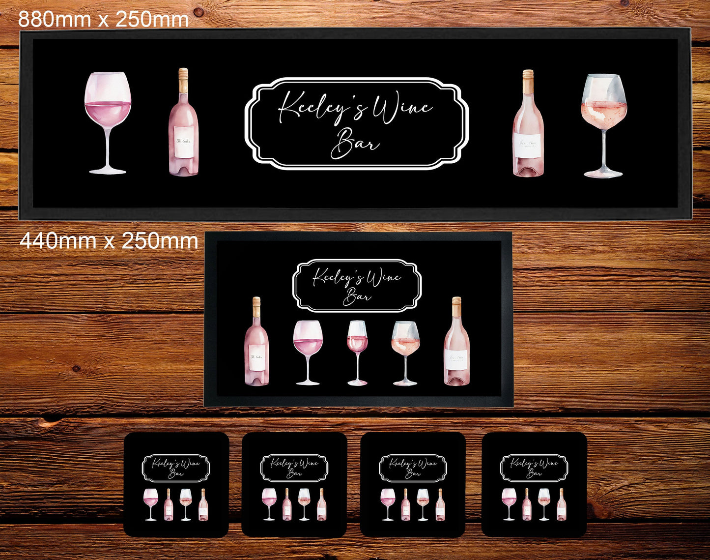 Personalised Wine Drinks Bar Runner Mat