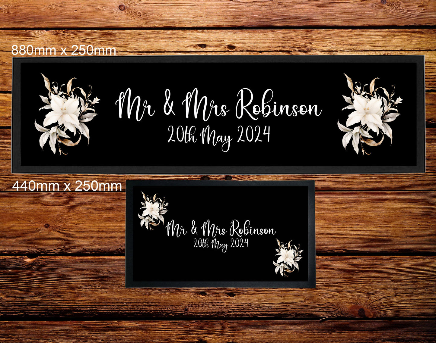 Personalised Wedding Day Bar Runner Mr & Mrs Mat